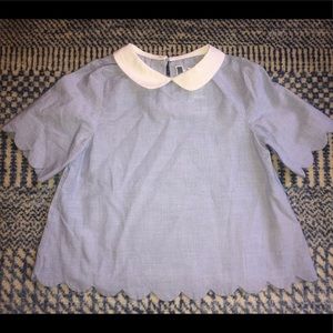 Jacadi girls blouse with scallop hem and sleeves